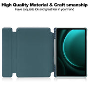 For Samsung Galaxy Tab S9 FE+ / S10+ 360 Rotation Transparent Smart Leather Case(Dark Green)