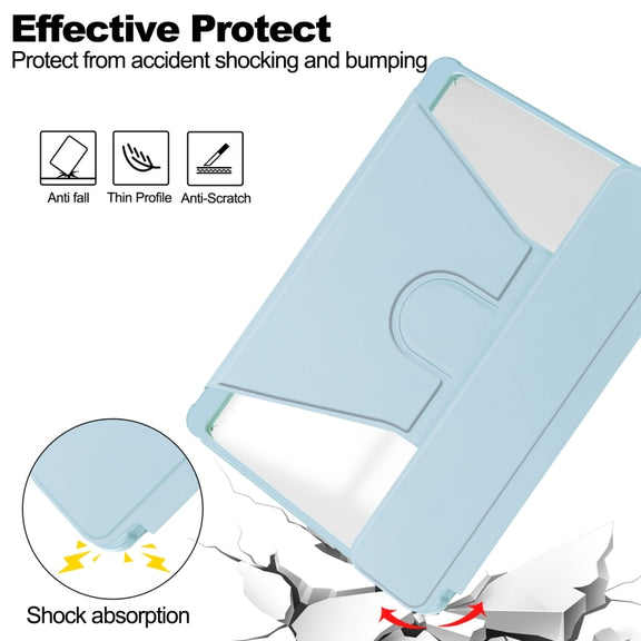 For Samsung Galaxy Tab S9 FE+ / S10+ 360 Rotation Transparent Smart Leather Case(Sky Blue)