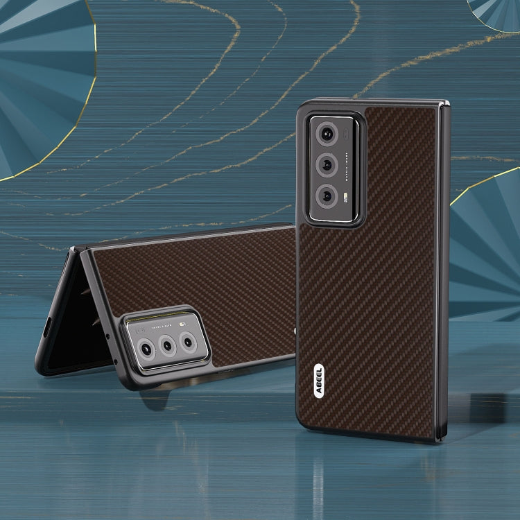 For Honor Magic V2 Electroplating Carbon Fiber Texture Protective Phone Case(Dark Brown) - Honor Cases by PMC TechLife | Online Shopping South Africa | PMC TechLife | Buy Now Pay Later Mobicred