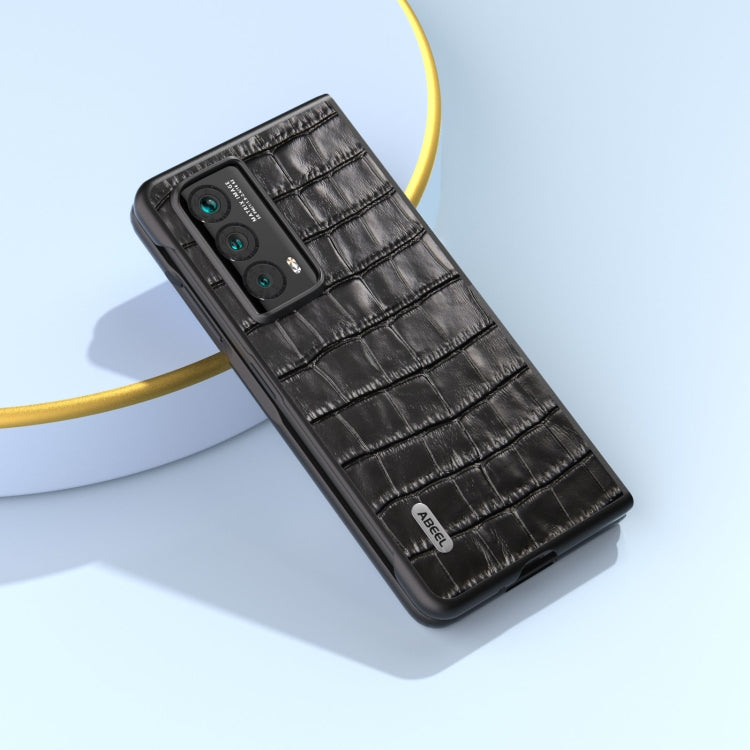 For Honor Magic Vs2 ABEEL Crocodile Texture Genuine Leather Phone Case(Black) - Honor Cases by PMC TechLife | Online Shopping South Africa | PMC TechLife | Buy Now Pay Later Mobicred