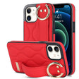 For iPhone 12 mini Non-slip Full Coverage Ring PU Phone Case with Wristband(Red) - iPhone 12 mini Cases by PMC TechLife | Online Shopping South Africa | PMC TechLife