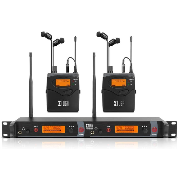 XTUGA RW2080 UHF Wireless Stage Singer In-Ear Monitor System 2 BodyPacks(US Plug)