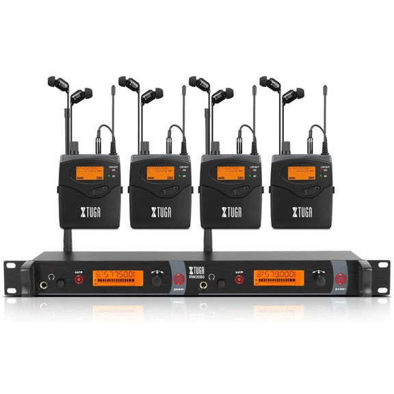 XTUGA RW2080 UHF Wireless Stage Singer In-Ear Monitor System 4 BodyPacks(EU Plug)