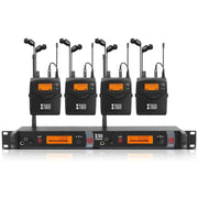 XTUGA RW2080 UHF Wireless Stage Singer In-Ear Monitor System 4 BodyPacks(UK Plug)