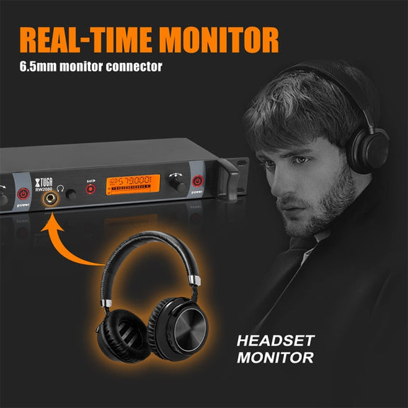 XTUGA RW2080 UHF Wireless Stage Singer In-Ear Monitor System 10 BodyPacks(EU Plug)