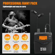 XTUGA RW2080 UHF Wireless Stage Singer In-Ear Monitor System 2 BodyPacks(US Plug)