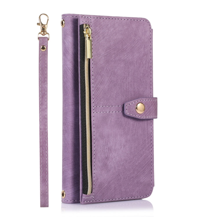 For Google Pixel 7a Dream 9-Card Wallet Zipper Bag Leather Phone Case(Purple)