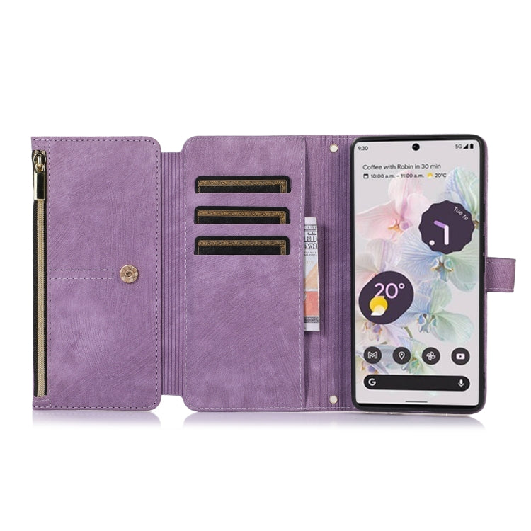For Google Pixel 7a Dream 9-Card Wallet Zipper Bag Leather Phone Case(Purple) - Google Cases by PMC TechLife | Online Shopping South Africa | PMC TechLife | Buy Now Pay Later Mobicred