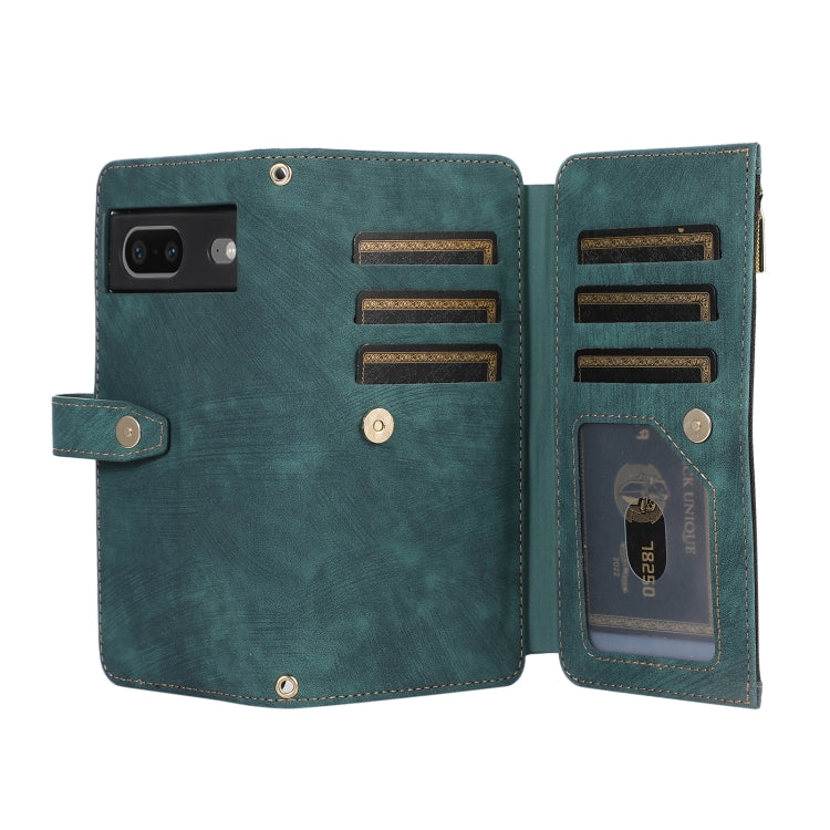 For Google Pixel 7 Dream 9-Card Wallet Zipper Bag Leather Phone Case(Green) - Google Cases by PMC TechLife | Online Shopping South Africa | PMC TechLife | Buy Now Pay Later Mobicred