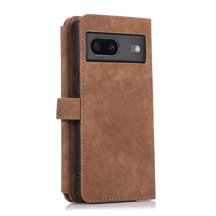 For Google Pixel 7 Dream 9-Card Wallet Zipper Bag Leather Phone Case(Brown) - Google Cases by PMC TechLife | Online Shopping South Africa | PMC TechLife | Buy Now Pay Later Mobicred