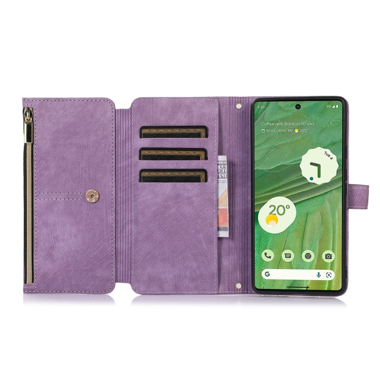 For Google Pixel 7 Dream 9-Card Wallet Zipper Bag Leather Phone Case(Purple) - Google Cases by PMC TechLife | Online Shopping South Africa | PMC TechLife | Buy Now Pay Later Mobicred