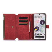 For Google Pixel 6a Dream 9-Card Wallet Zipper Bag Leather Phone Case(Red)
