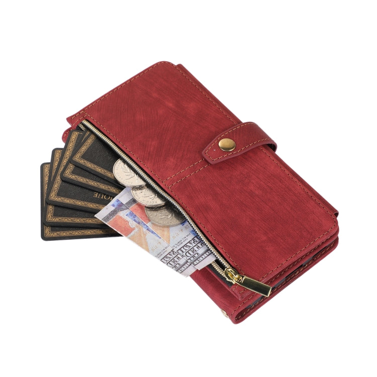 For Google Pixel 6a Dream 9-Card Wallet Zipper Bag Leather Phone Case(Red)