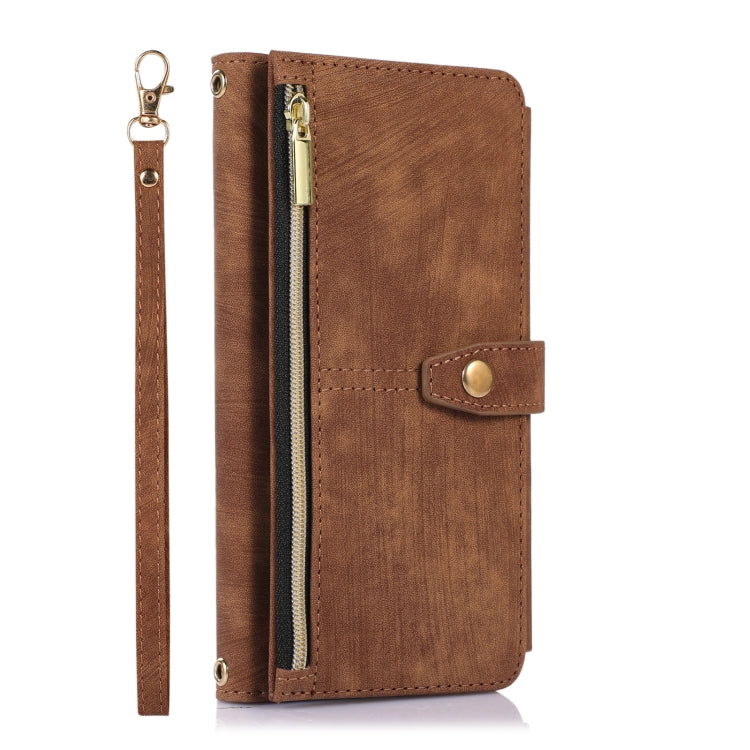 For Google Pixel 6a Dream 9-Card Wallet Zipper Bag Leather Phone Case(Brown)