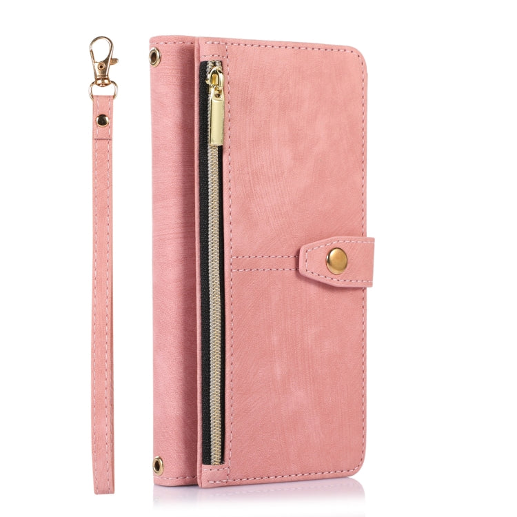 For Google Pixel 6a Dream 9-Card Wallet Zipper Bag Leather Phone Case(Pink)