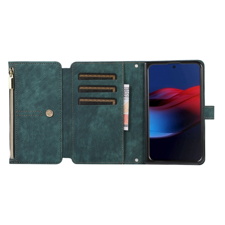 For Google Pixel Fold Dream 9-Card Wallet Zipper Bag Leather Phone Case(Green) - Google Cases by PMC TechLife | Online Shopping South Africa | PMC TechLife | Buy Now Pay Later Mobicred