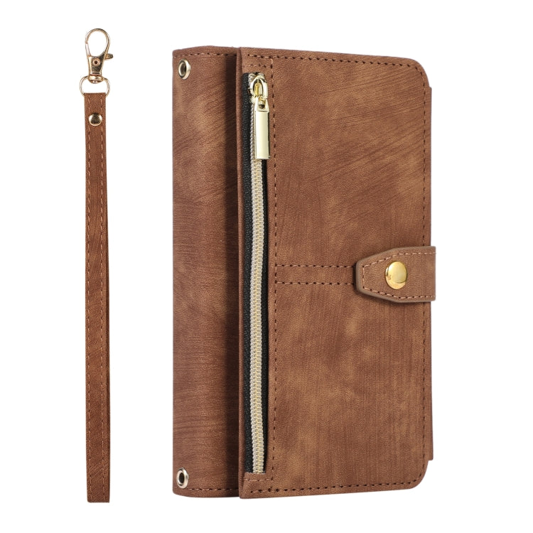 For Google Pixel Fold Dream 9-Card Wallet Zipper Bag Leather Phone Case(Brown) - Google Cases by PMC TechLife | Online Shopping South Africa | PMC TechLife | Buy Now Pay Later Mobicred