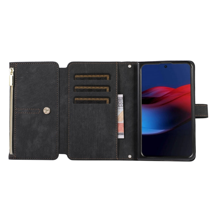 For Google Pixel Fold Dream 9-Card Wallet Zipper Bag Leather Phone Case(Black) - Google Cases by PMC TechLife | Online Shopping South Africa | PMC TechLife | Buy Now Pay Later Mobicred