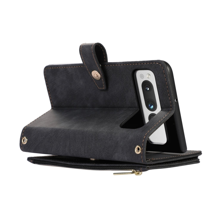 For Google Pixel Fold Dream 9-Card Wallet Zipper Bag Leather Phone Case(Black) - Google Cases by PMC TechLife | Online Shopping South Africa | PMC TechLife | Buy Now Pay Later Mobicred