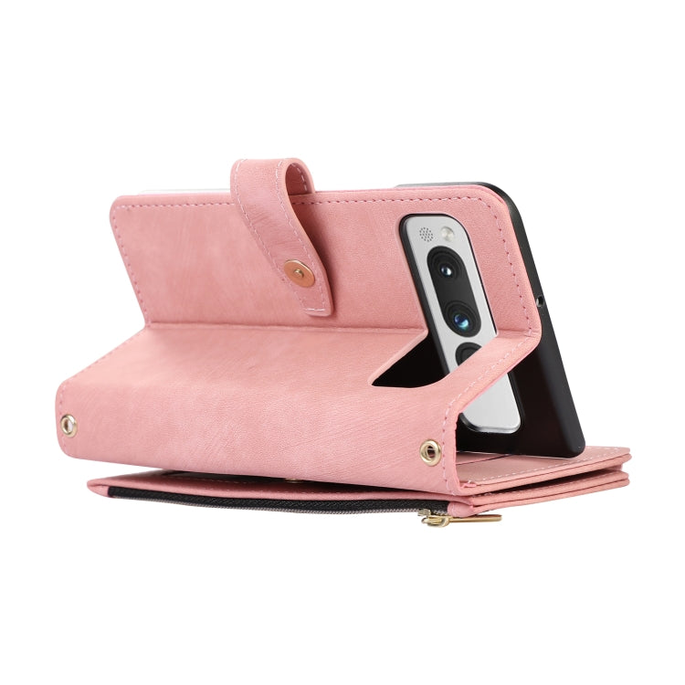 For Google Pixel Fold Dream 9-Card Wallet Zipper Bag Leather Phone Case(Pink) - Google Cases by PMC TechLife | Online Shopping South Africa | PMC TechLife | Buy Now Pay Later Mobicred