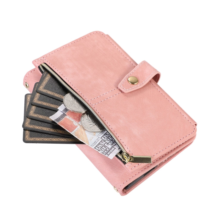For Google Pixel Fold Dream 9-Card Wallet Zipper Bag Leather Phone Case(Pink) - Google Cases by PMC TechLife | Online Shopping South Africa | PMC TechLife | Buy Now Pay Later Mobicred