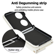For Huawei P50 Pocket Rhombic Texture Card Bag PU Phone Case with Long Lanyard(White)