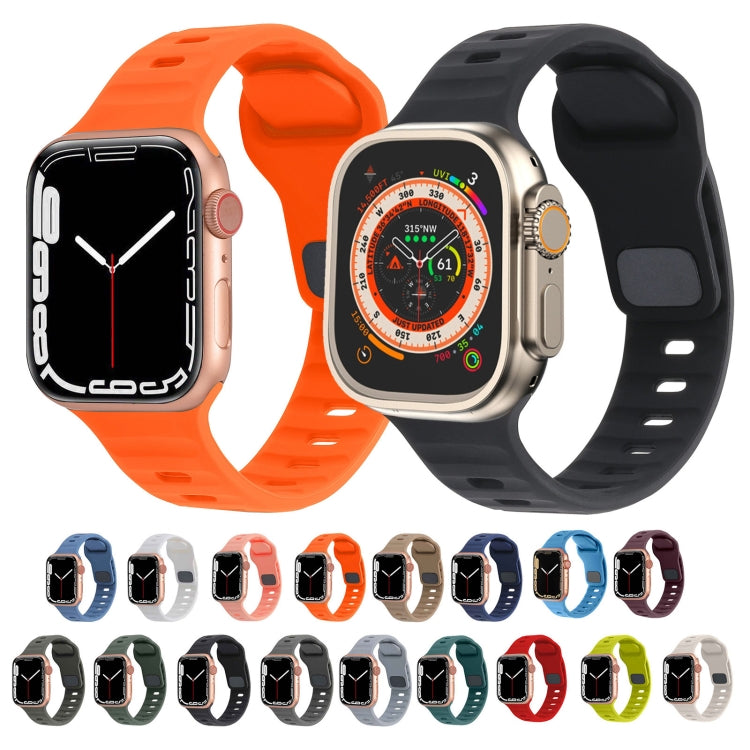 For Apple Watch Ultra 49mm Square Buckle Stripes Silicone Watch Band(Army Green) - free shipping - PMC TechLife - Order now!