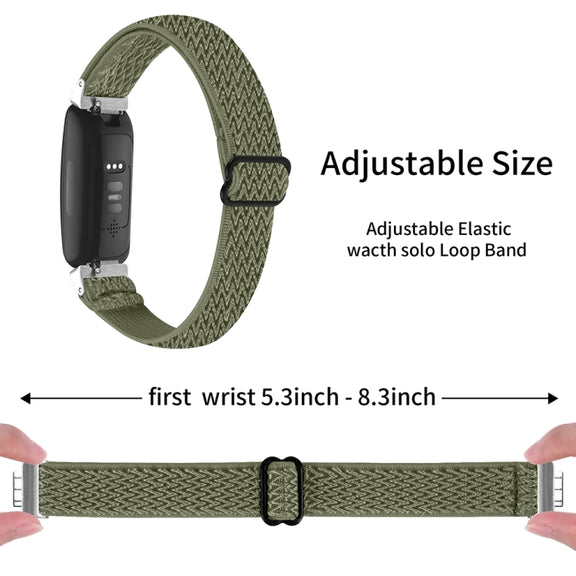 For Fitbit Inspire 3 Buckle Wave Braided Nylon Watch Band(Army Green)