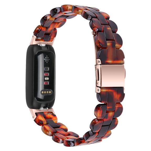 For Fitbit Inspire 3 Oval Resin Replacement Watch Band(Tortoiseshell)
