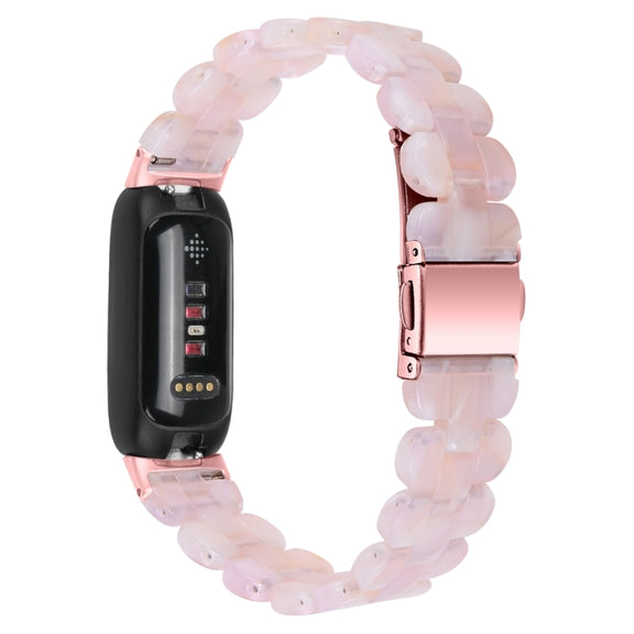 For Fitbit Inspire 3 Oval Resin Replacement Watch Band(Pink Flower)
