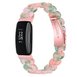For Fitbit Inspire 3 Oval Resin Replacement Watch Band(Pink Green Flower) - Watch Bands by PMc TechLife | Online Shopping South Africa | PMc TechLife | Buy Now Pay Later Mobicred