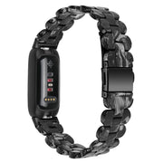 For Fitbit Inspire 3 Oval Resin Replacement Watch Band(Black Flower)