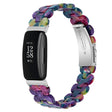 For Fitbit Inspire 3 Oval Resin Replacement Watch Band(Purple Green Flower) - Watch Bands by PMc TechLife | Online Shopping South Africa | PMc TechLife | Buy Now Pay Later Mobicred
