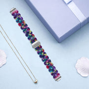 For Fitbit Inspire 3 Oval Resin Replacement Watch Band(Purple Green Flower)