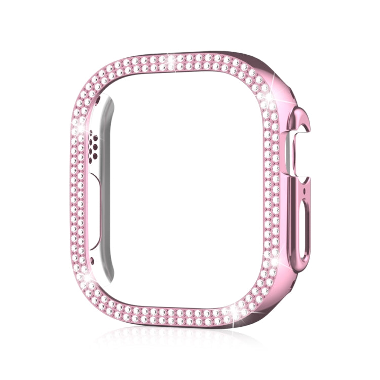 For Apple Watch Ultra 2 / Ultra 49mm Double Row Diamond Hollow PC Watch Case(Pink) - Watch Cases by PMC TechLife | Online Shopping South Africa | PMC TechLife