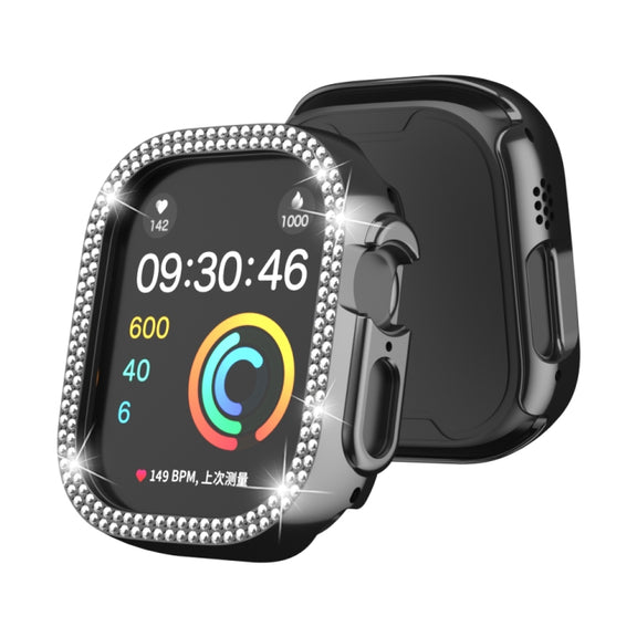 For Apple Watch Ultra 2 / Ultra 49mm Double Row Diamond Hollow PC Watch Case(Black)