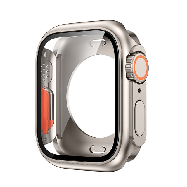 For Apple Watch Series 9 / 8 / 7 45mm Change to Ultra 49mm All-Inclusive Film Hybrid PC Watch Case(Titanium Gold)
