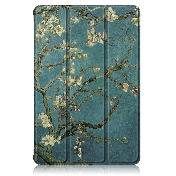 For Honor Pad 7 10.1inch/X8/X8 Lite Custer Painted Painted 3-folding Holder Tablet PC Leather Case(Apricot Blossom)