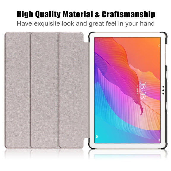 For Honor Pad 7 10.1inch/X8/X8 Lite Custer Painted Painted 3-folding Holder Tablet PC Leather Case(Apricot Blossom)