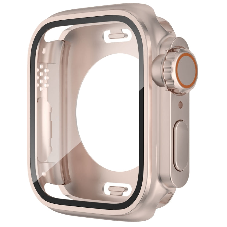 For Apple Watch Series 9 / 8 / 7 41mm Change to Ultra 49mm Water-resistant All-Inclusive Film Hybrid PC Watch Case(Rose Gold)