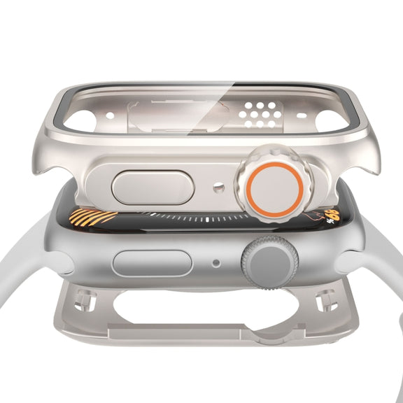 For Apple Watch Series 9 / 8 / 7 41mm Change to Ultra 49mm Water-resistant All-Inclusive Film Hybrid PC Watch Case(Starlight Silver)