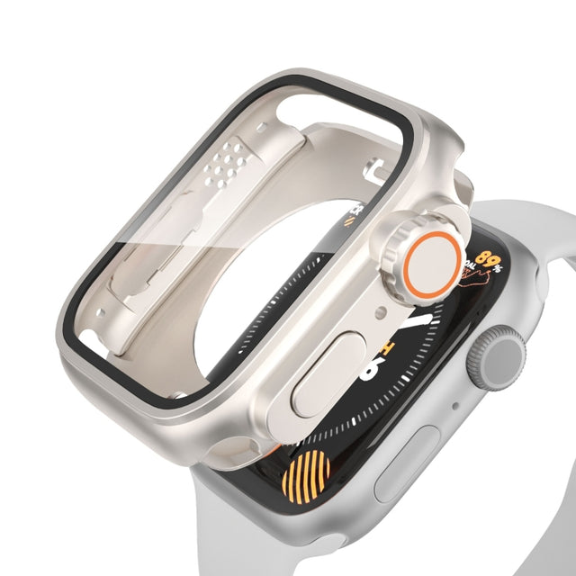 For Apple Watch Series 6 / 5 / 4 / SE 40mm Change to Ultra 49mm Water-resistant All-Inclusive Film Hybrid PC Watch Case(Starlight Silver)