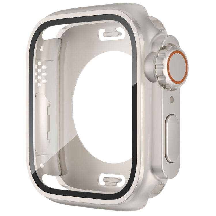 For Apple Watch Series 6 / 5 / 4 / SE 44mm Change to Ultra 49mm Water-resistant All-Inclusive Film Hybrid PC Watch Case(Starlight Silver)