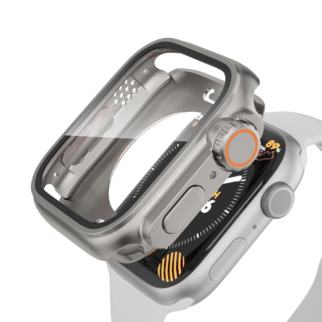 For Apple Watch Series 6 / 5 / 4 / SE 44mm Change to Ultra 49mm Water-resistant All-Inclusive Film Hybrid PC Watch Case(Titanium Gold)