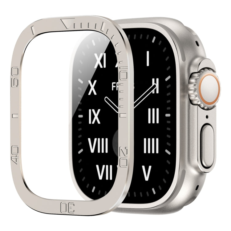 For Apple Watch Ultra 49mm Number Ring Metal Frame Integrated Tempered Film(Original Color) - Screen Protector by PMC TechLife | Online Shopping South Africa | PMC TechLife | Buy Now Pay Later Mobicred