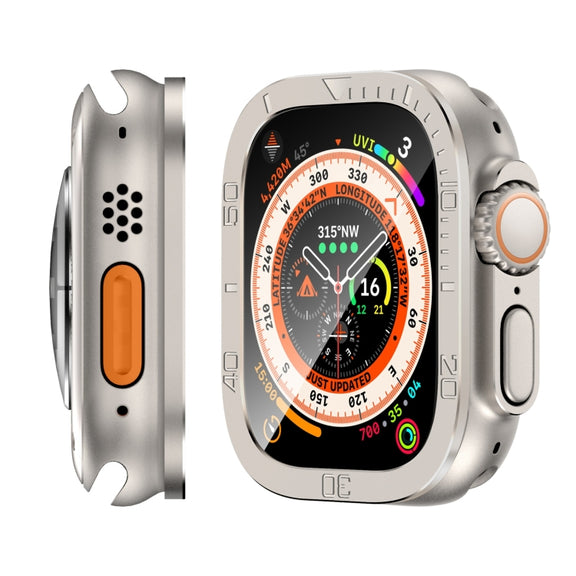 For Apple Watch Ultra 49mm Number Ring Metal Frame Integrated Tempered Film(Original Color)