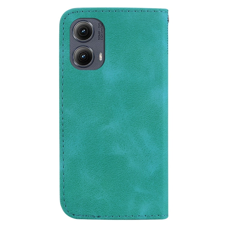 For Motorola Edge 2024 Seven-shaped Embossed Leather Phone Case(Green) - Motorola Cases by PMC Jewellery | Online Shopping South Africa | PMC Jewellery | Buy Now Pay Later Mobicred
