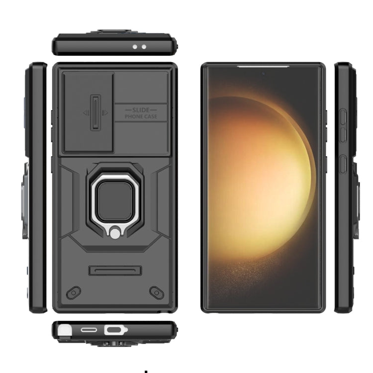 For Samsung Galaxy S24 Ultra 5G Sliding Camshield TPU + PC Shockproof Phone Case with Holder(Black) - Galaxy S24 Ultra 5G Cases by PMC TechLife | Online Shopping South Africa | PMC TechLife