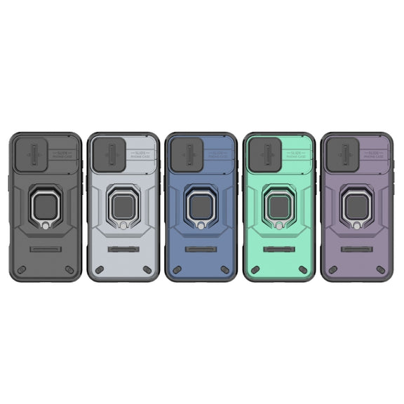 For iPhone 16 Pro Max Sliding Camshield TPU + PC Shockproof Phone Case with Holder(Black)