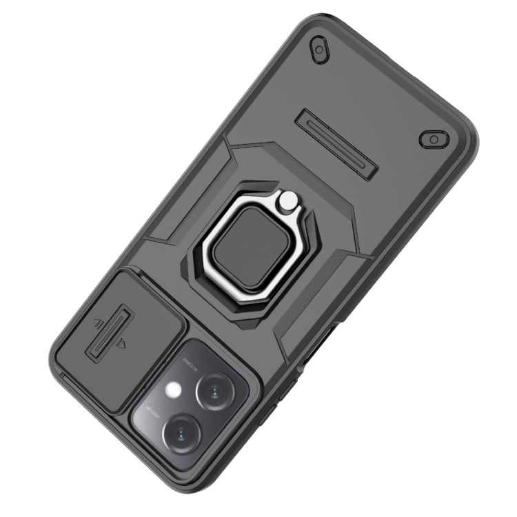 For Xiaomi Redmi Note 12 5G Global Sliding Camshield TPU + PC Shockproof Phone Case with Holder(Purple)